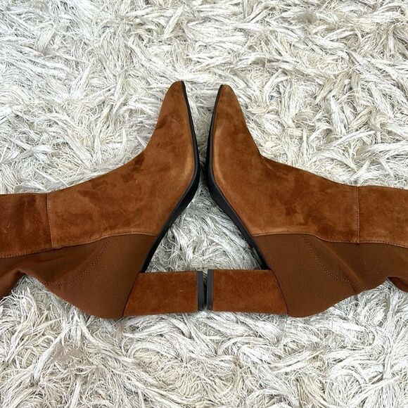 NWOB Stuart Weitzman Carly 5050 Suede Stretch Over The Knee Boots in Coffee sz 5 - Picture 8 of 11